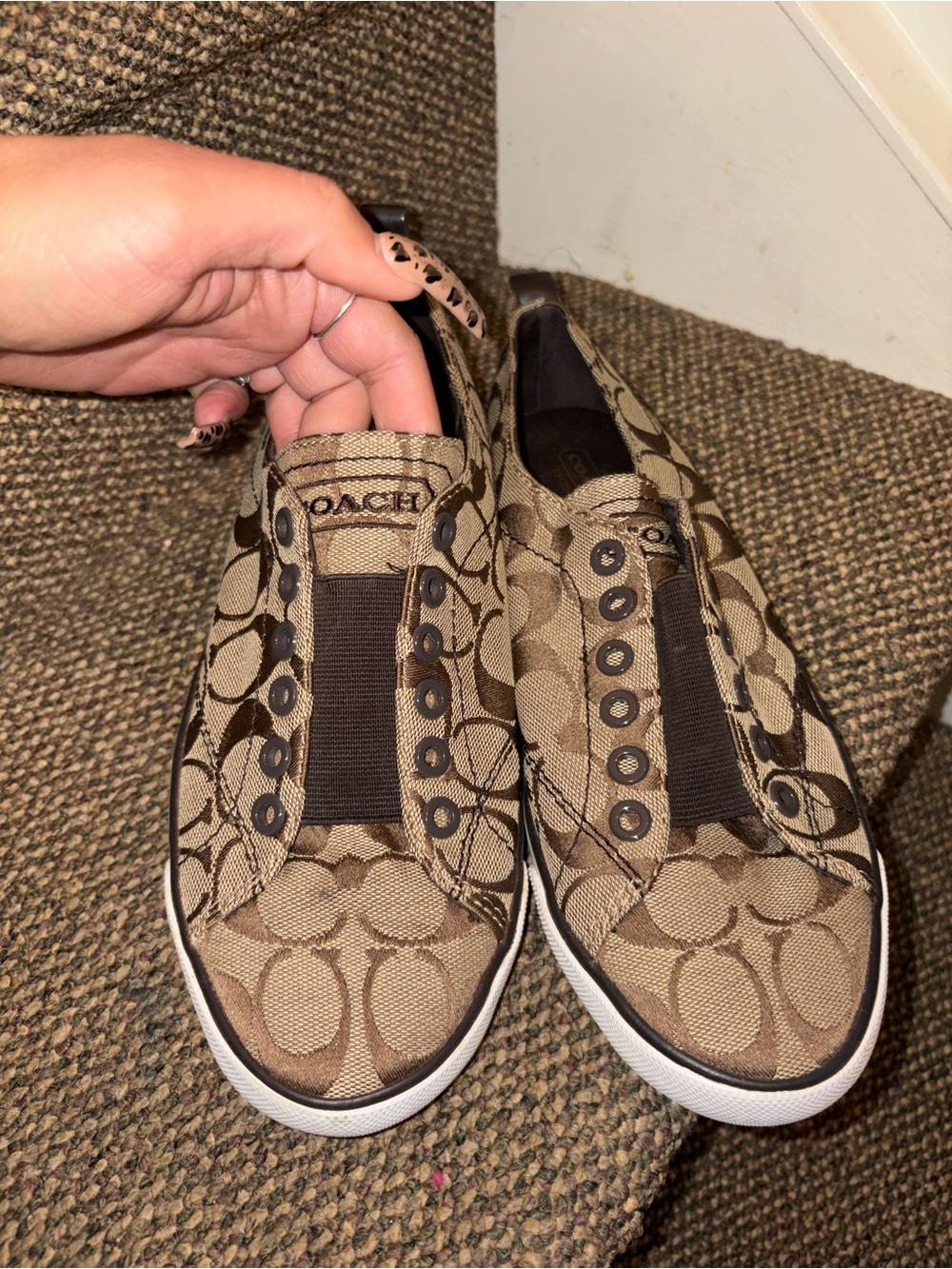 Coach Slip-On Signature Canvas Sneakers in Khaki/Brown